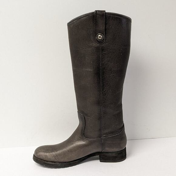 Frye Melissa Button Lug Tall Riding Boots, Grey Leather, Women's 6.5 M - Picture 5 of 7